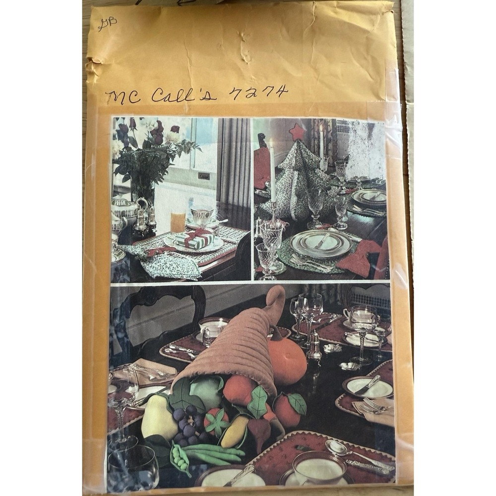 McCalls Pattern‎ 7274 Holiday Table Settings Thanksgiving Fall Harvest Christmas